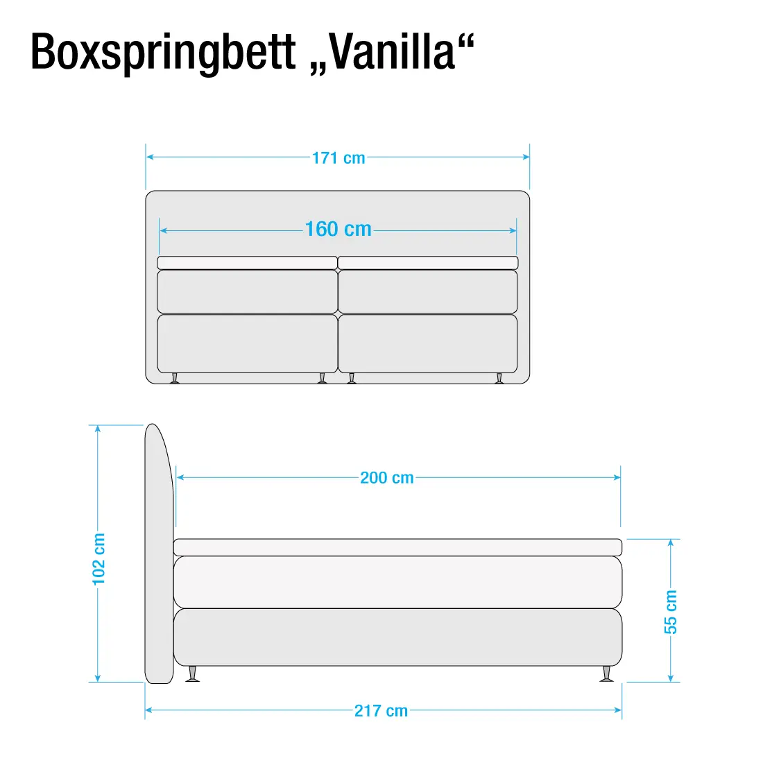 Boxspringbett Valea | Mehrfarbig