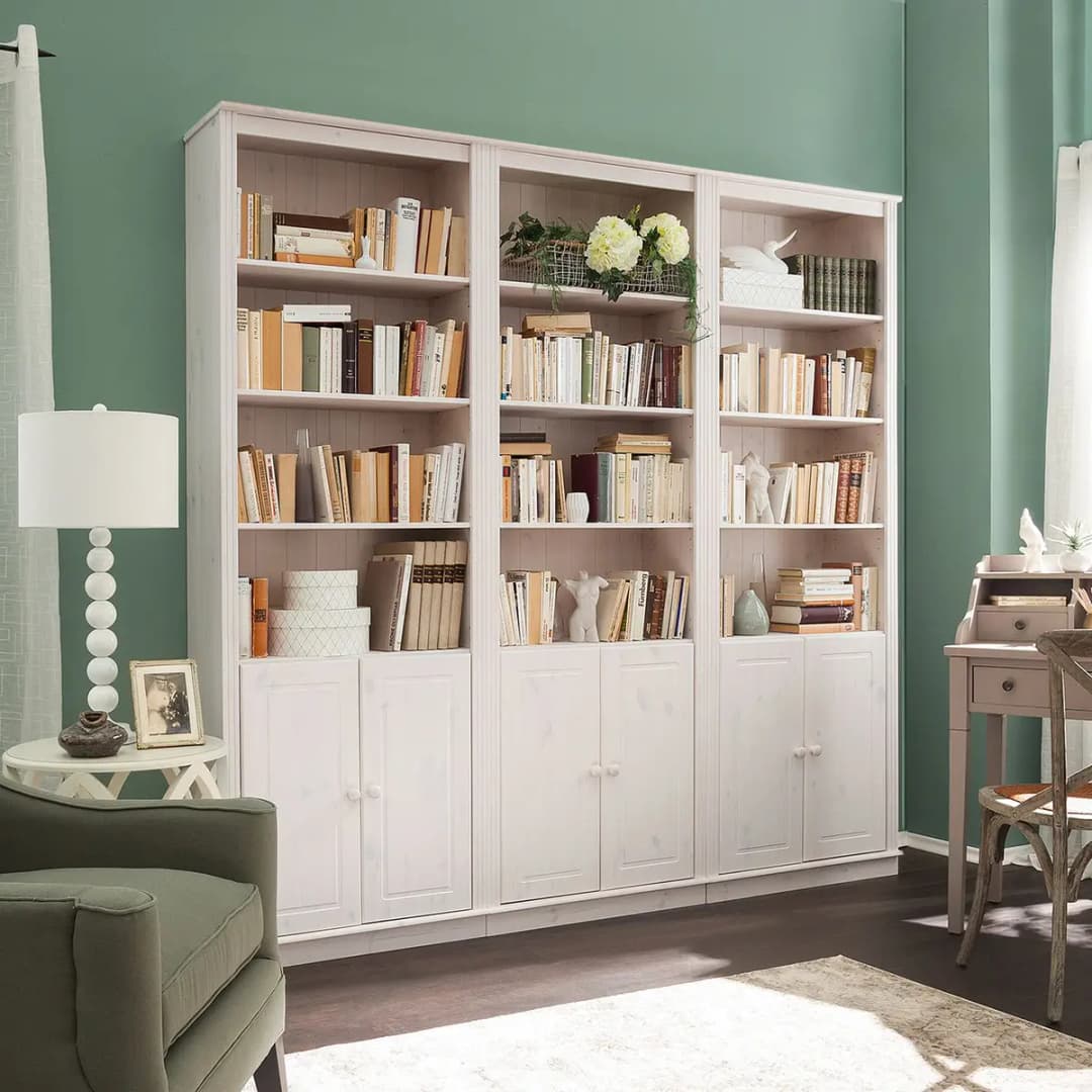 Massive Bücherwand Typ C | Weiß