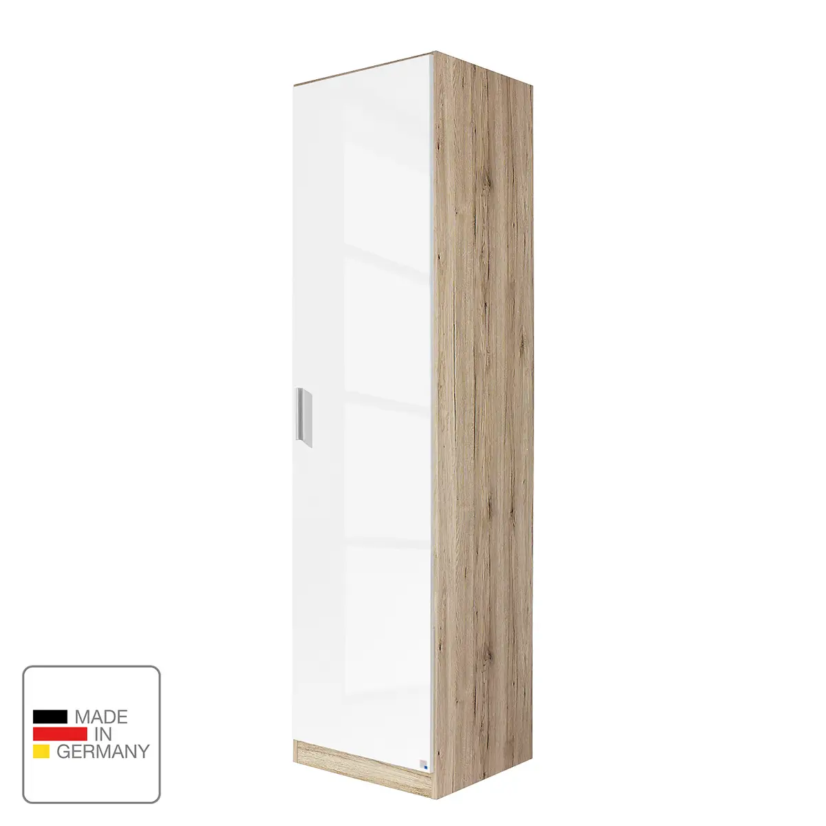 Drehtürenschrank 47cm Weiß/Beige/Eiche Sonoma Dekor/Hochglanz