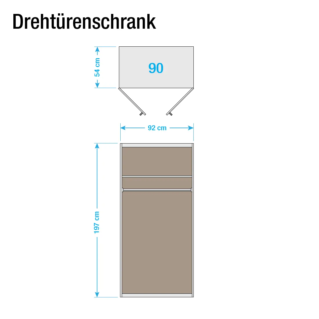 Drehtürenschrank 91cm | Weiß