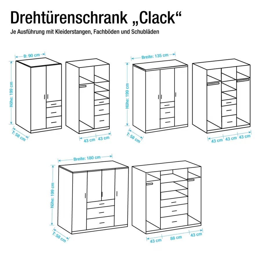 Drehtürenschrank Julan III | Mehrfarbig