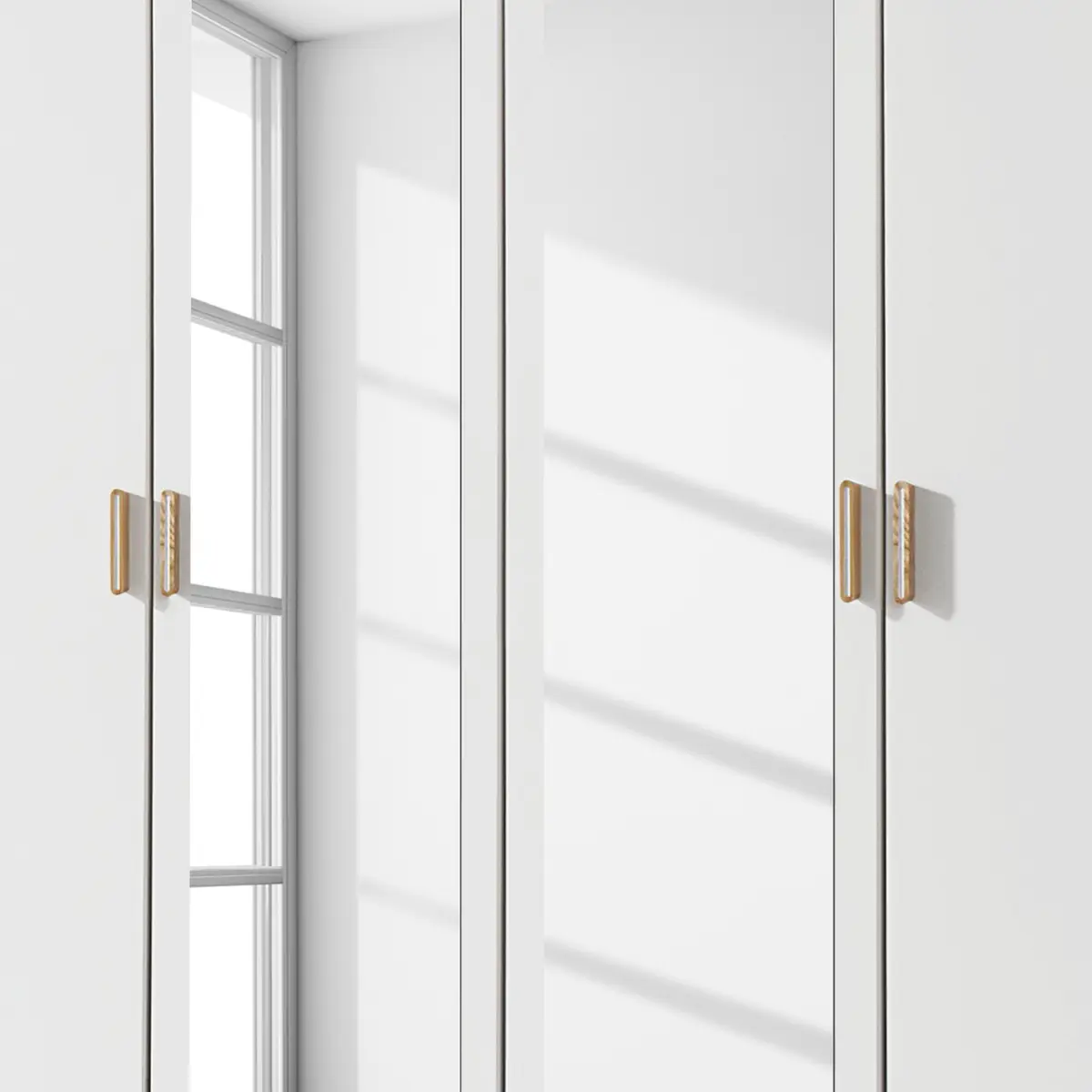 Drehtürenschrank Falun mit Spiegel 181cm Weiß | Weiß