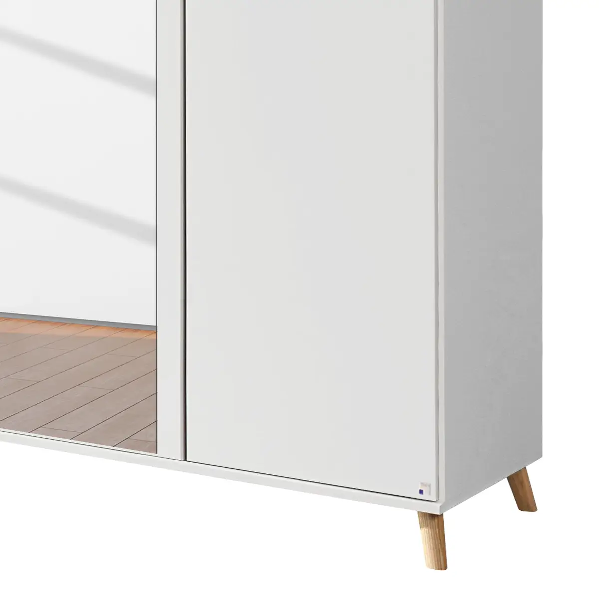 Drehtürenschrank Falun mit Spiegel 181cm Weiß | Weiß