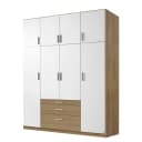Drehtürenschrank 181cm Weiß/Alpinweiß/Eiche Sonoma Dekor ohne