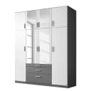 Drehtürenschrank 181cm Weiß/Alpinweiß/Graumetallic mit | Weiß