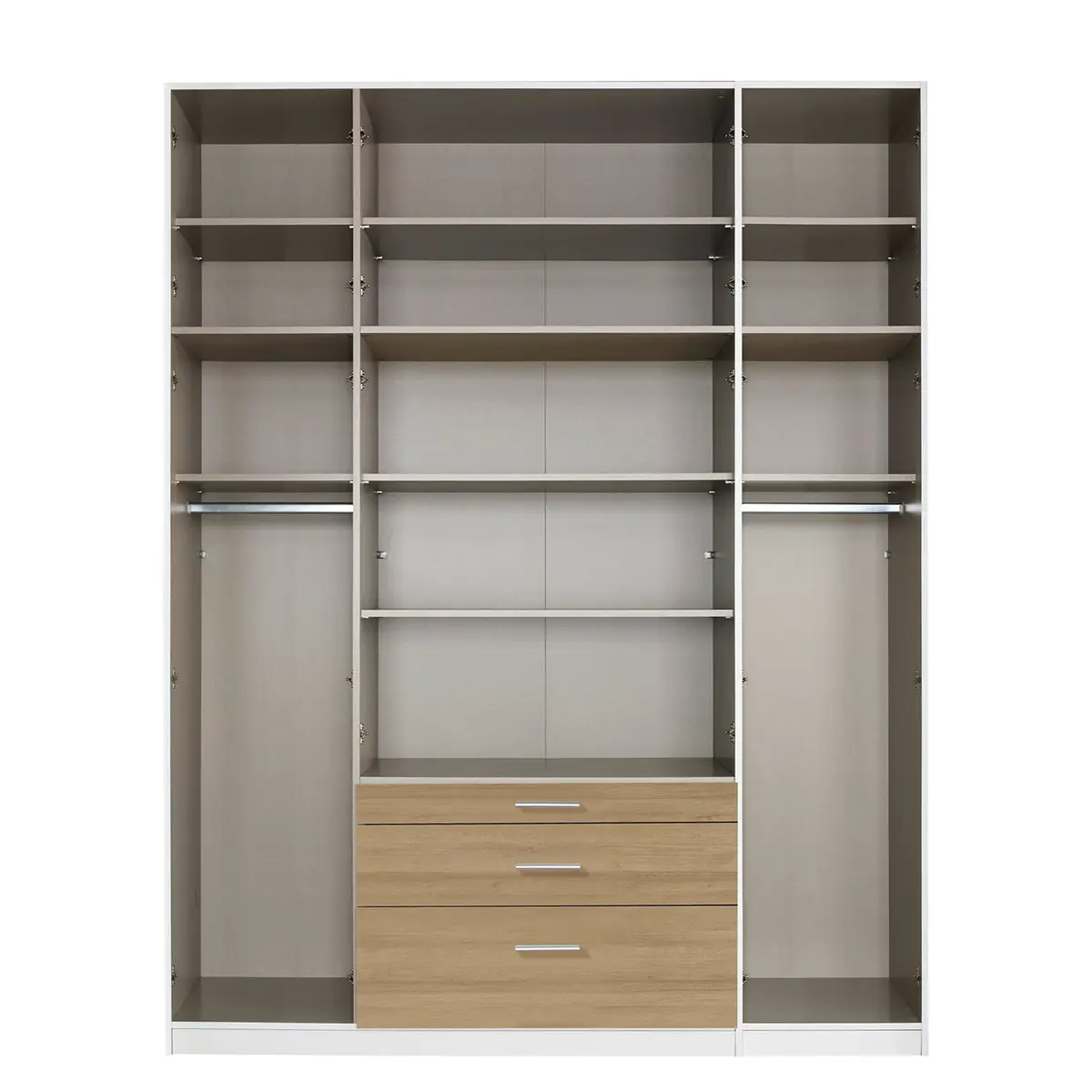 Drehtürenschrank 181cm Weiß/Alpinweiß/Graumetallic mit | Weiß