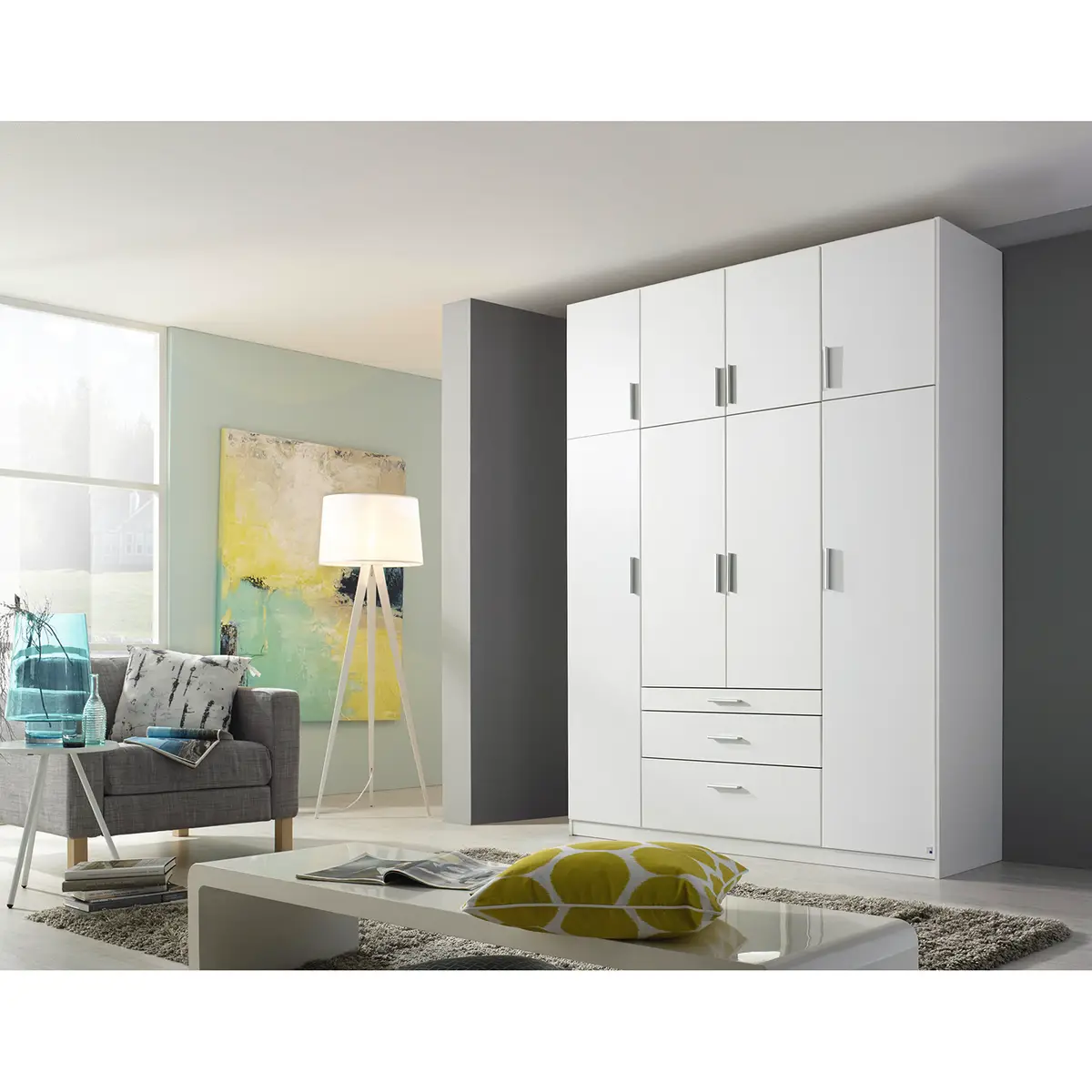 Drehtürenschrank 181cm Weiß/Alpinweiß ohne Spiegeltür/-en