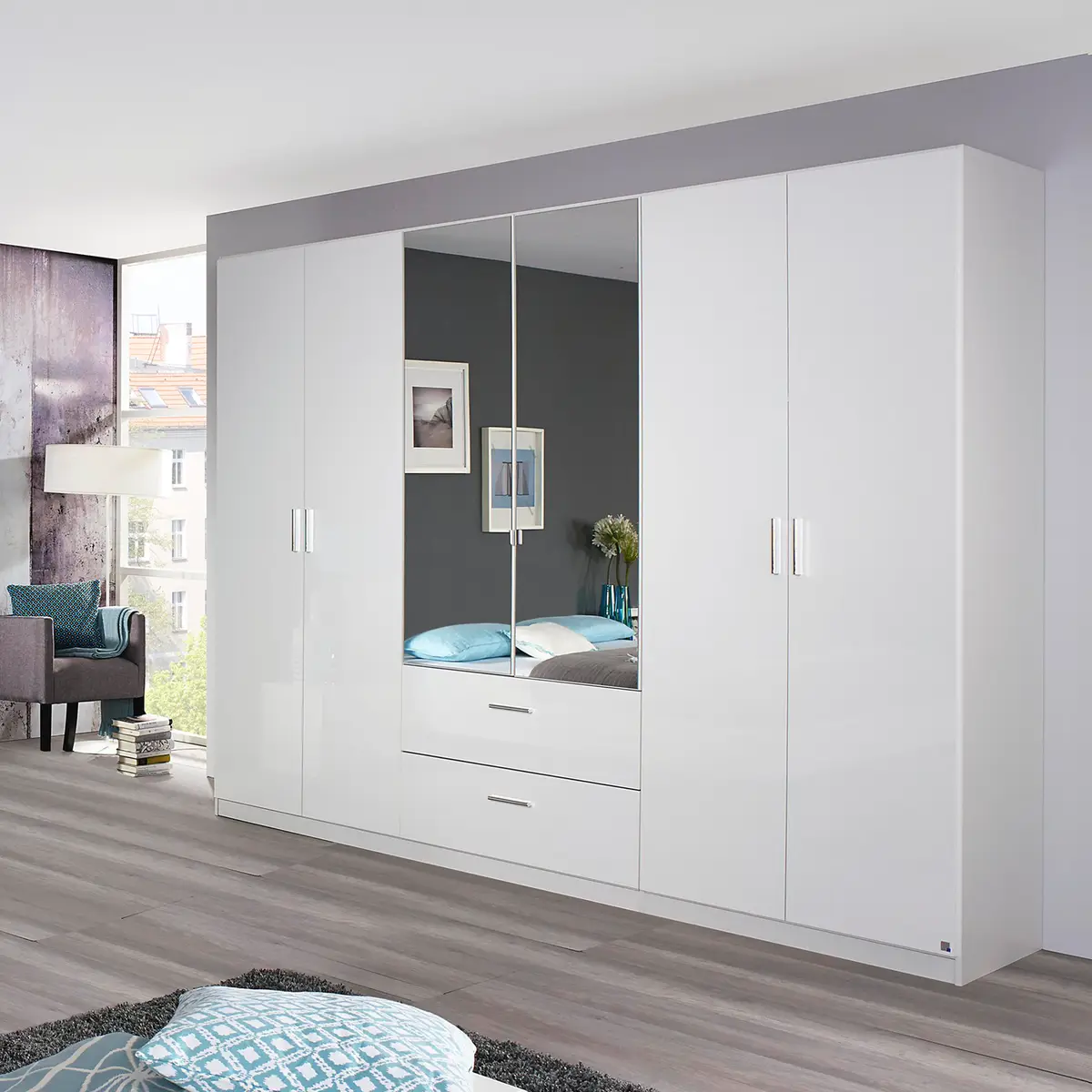 Drehtürenschrank Passau 271cm Weiß | Weiß