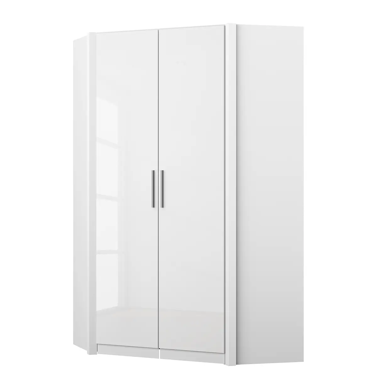 Eckschrank I 197cm Weiß/Hochglanz Weiß/Alpinweiß | Weiß