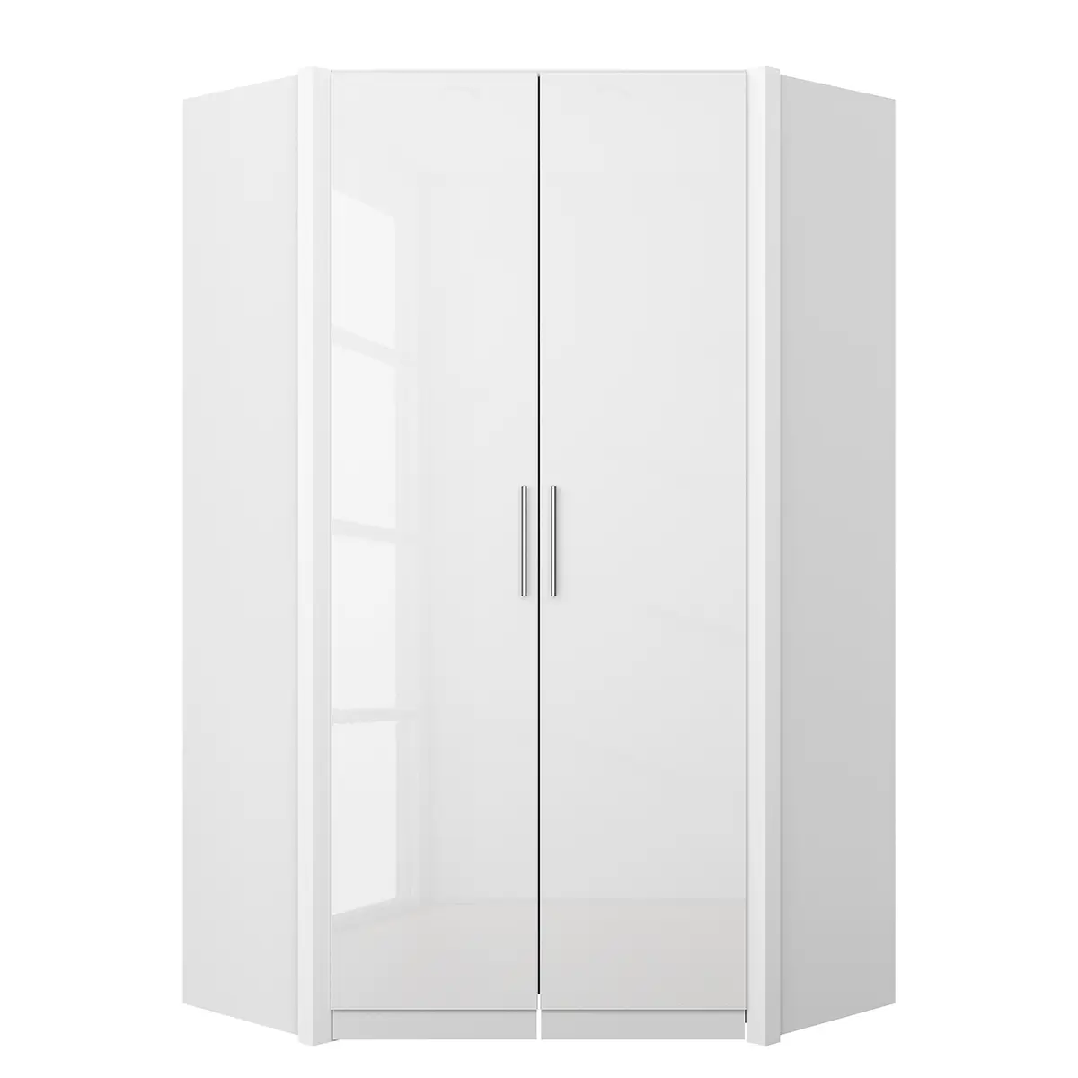 Eckschrank I 197cm Weiß/Hochglanz Weiß/Alpinweiß | Weiß