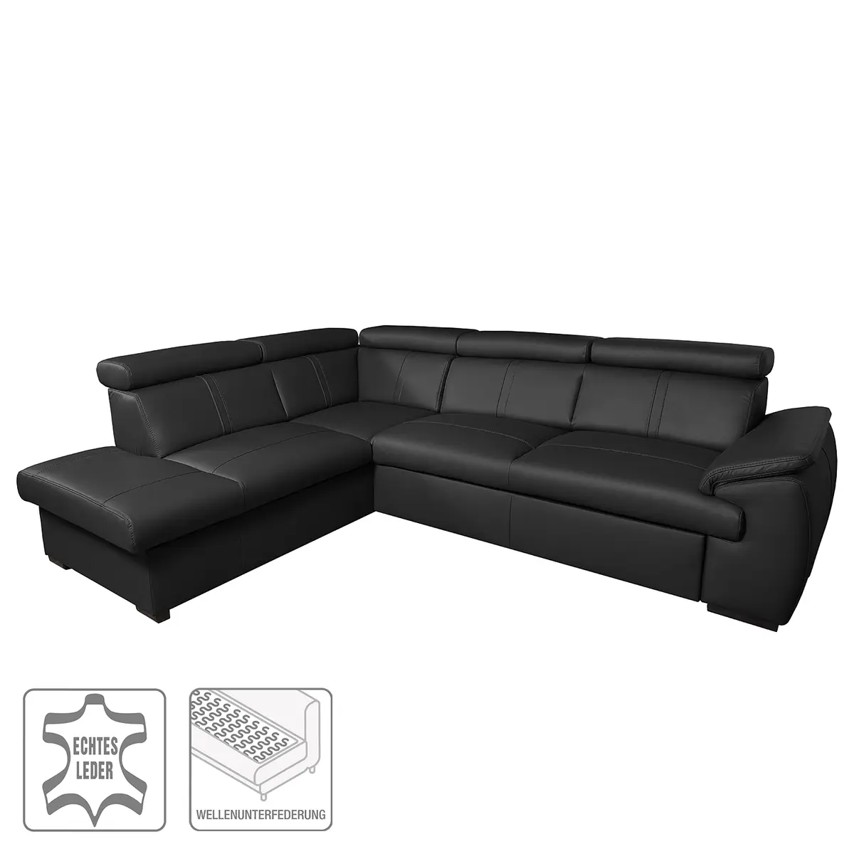 Ecksofa mit Schlaffunktion Typ A | Schwarz