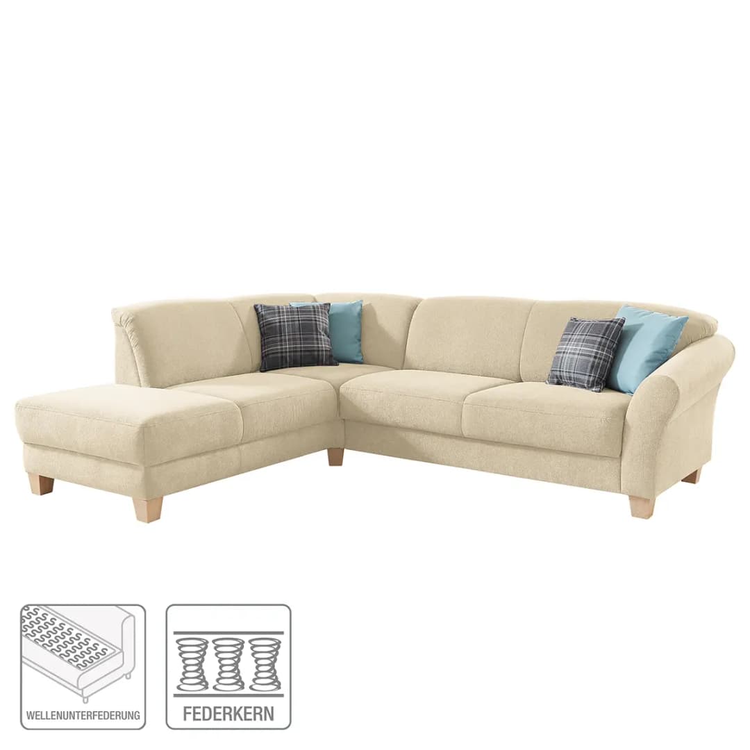 Ecksofa Webstoff Beige/Creme | Beige