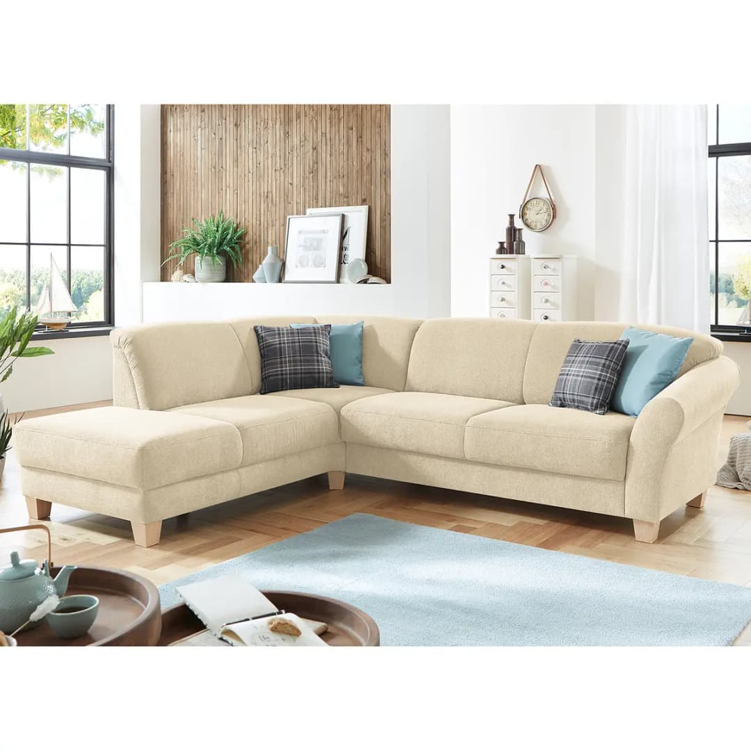 Ecksofa Webstoff Beige/Creme | Beige