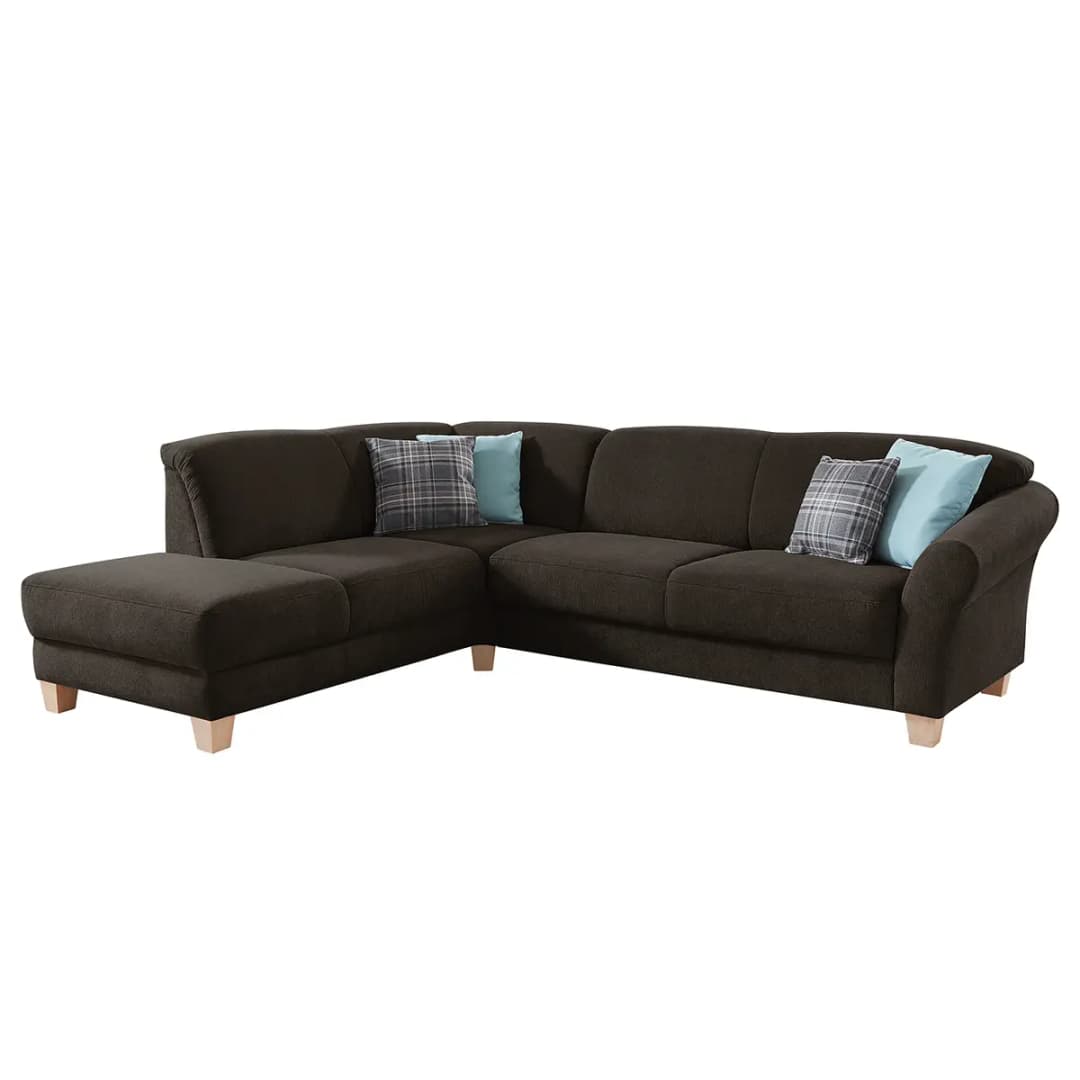 Ecksofa Webstoff Braun/Espresso | Braun