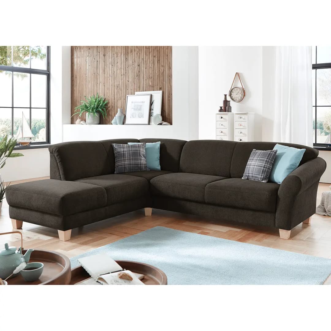 Ecksofa Webstoff Braun/Espresso | Braun