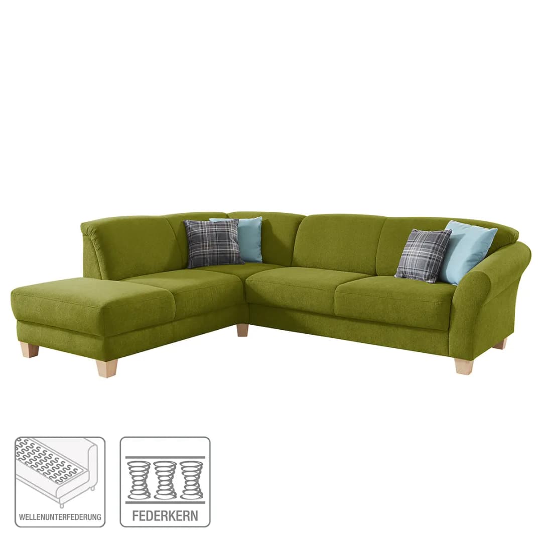 Ecksofa Webstoff Grün/Grasgrün | Grün