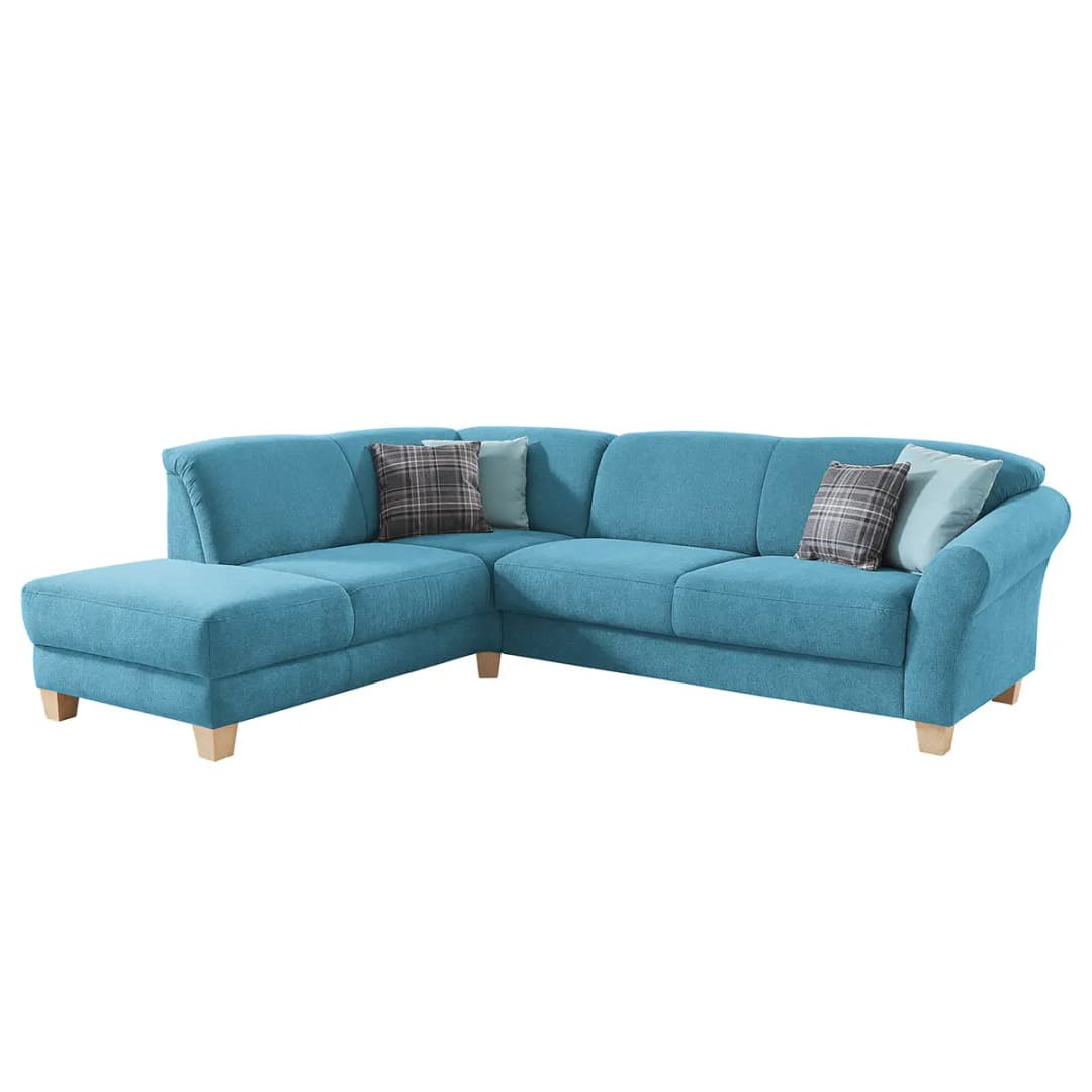 Ecksofa Webstoff Blau/Hellblau | Blau