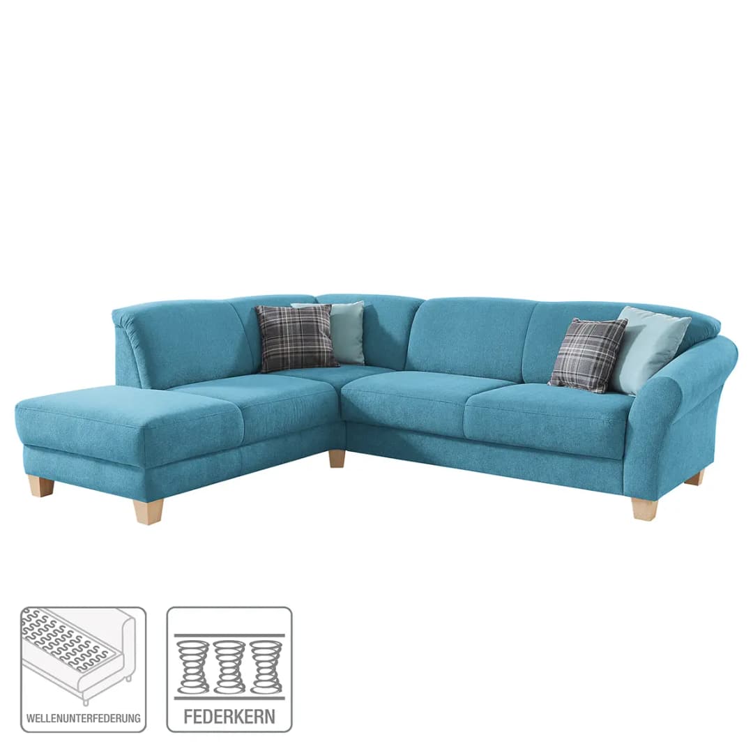 Ecksofa Webstoff Blau/Hellblau | Blau