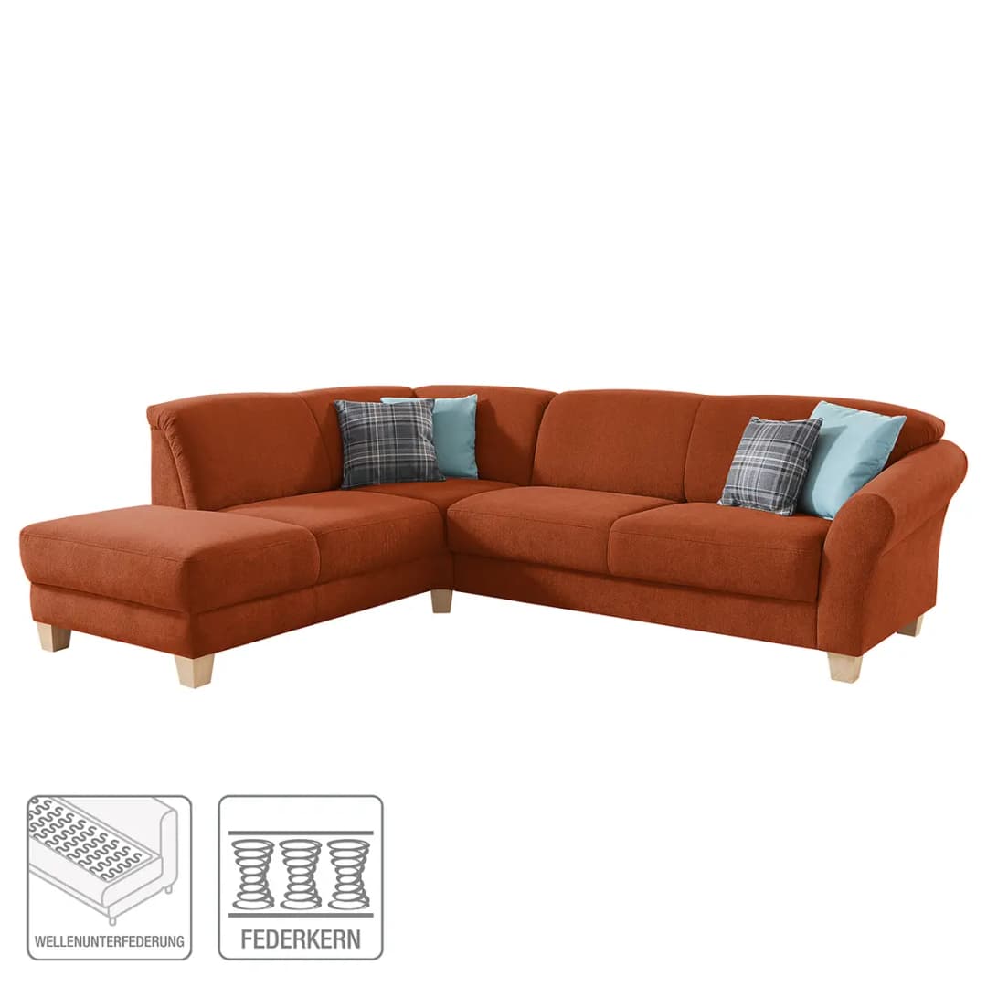 Ecksofa Webstoff Braun/Honigbraun | Braun