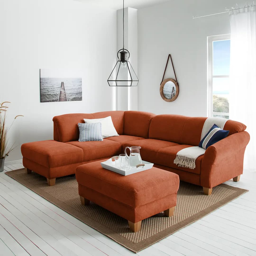 Ecksofa Webstoff Braun/Honigbraun | Braun