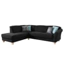 Ecksofa Webstoff Schwarz | Schwarz