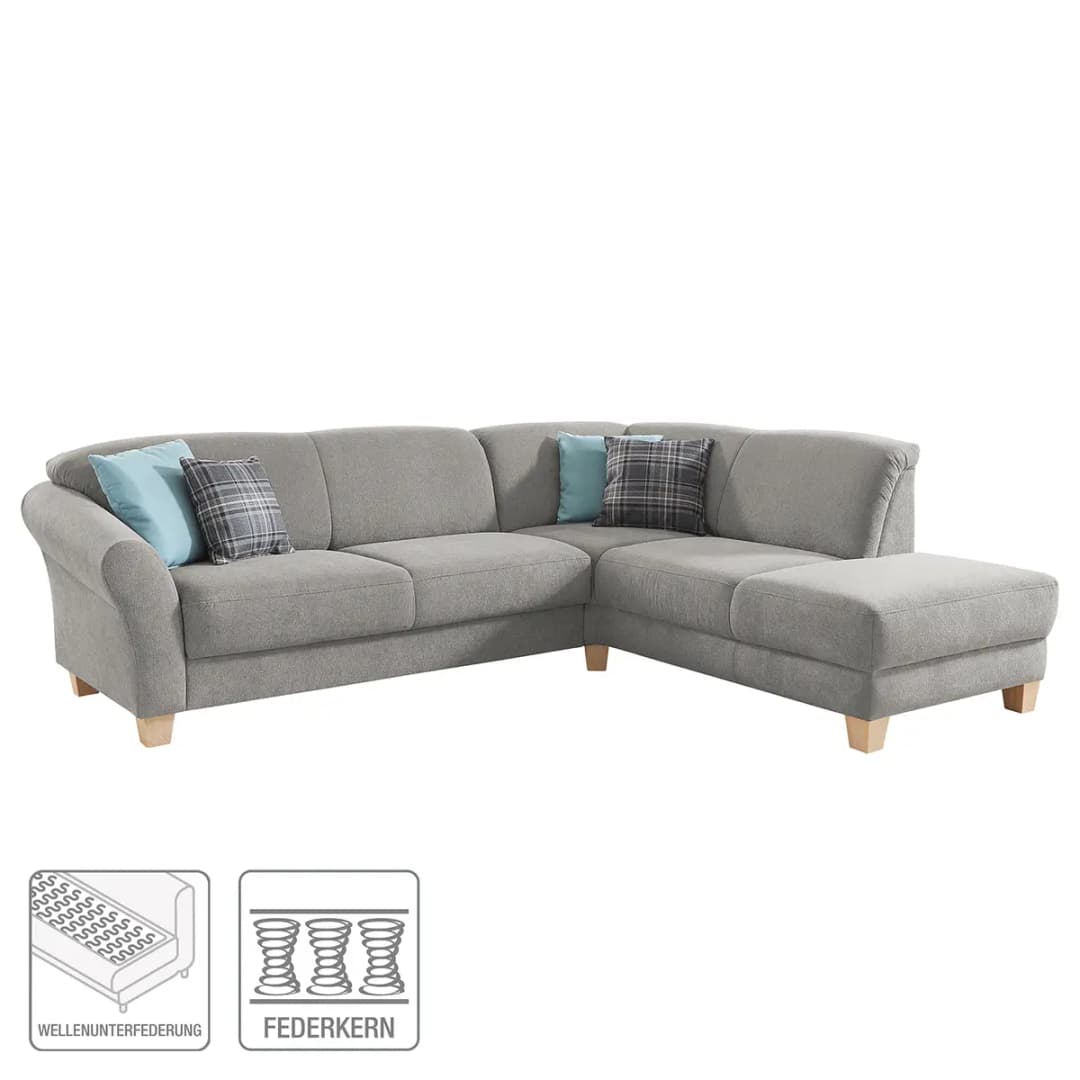 Ecksofa Webstoff Grau/Silbergrau | Grau