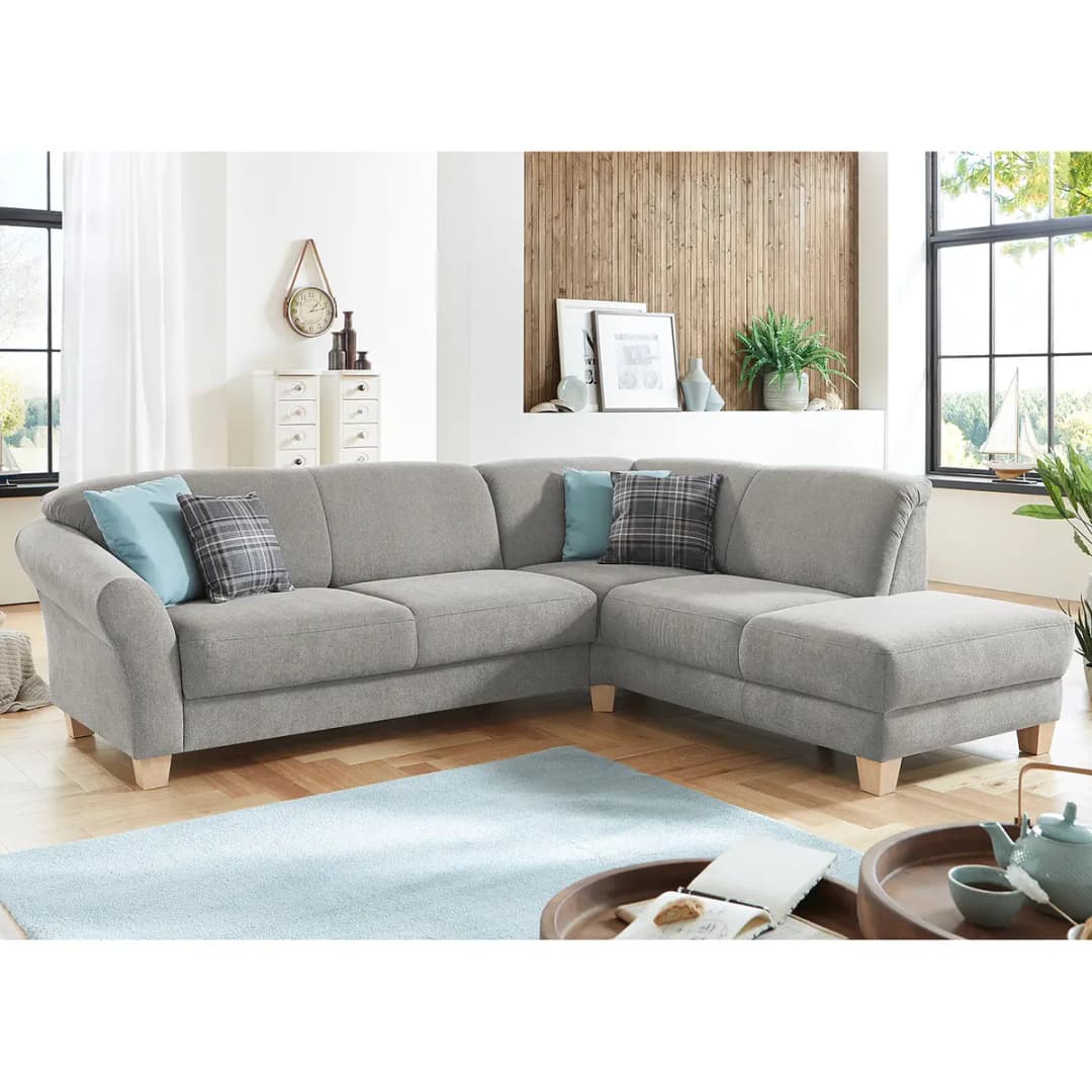 Ecksofa Webstoff Grau/Silbergrau | Grau