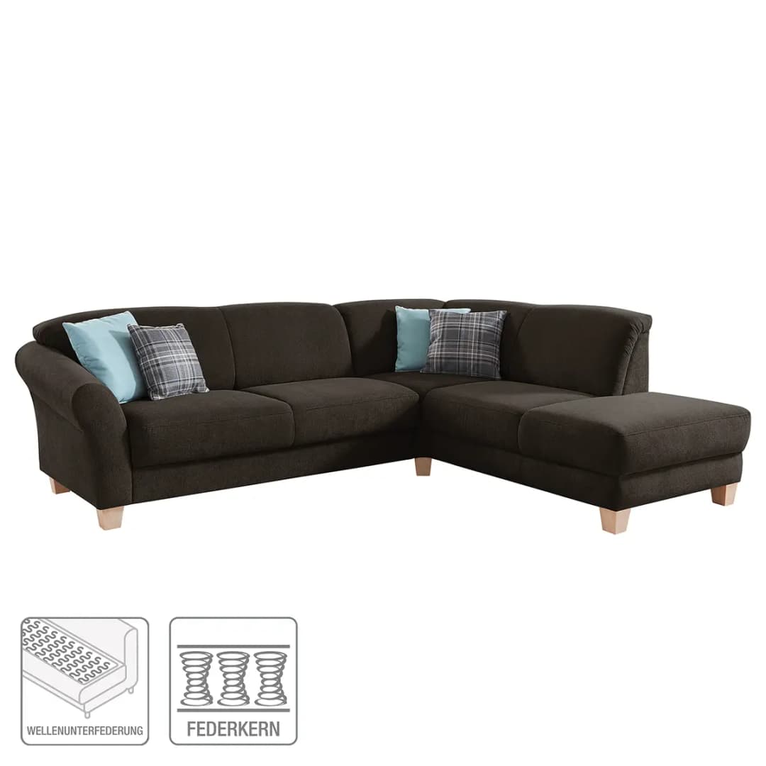 Ecksofa Webstoff Braun/Espresso | Braun