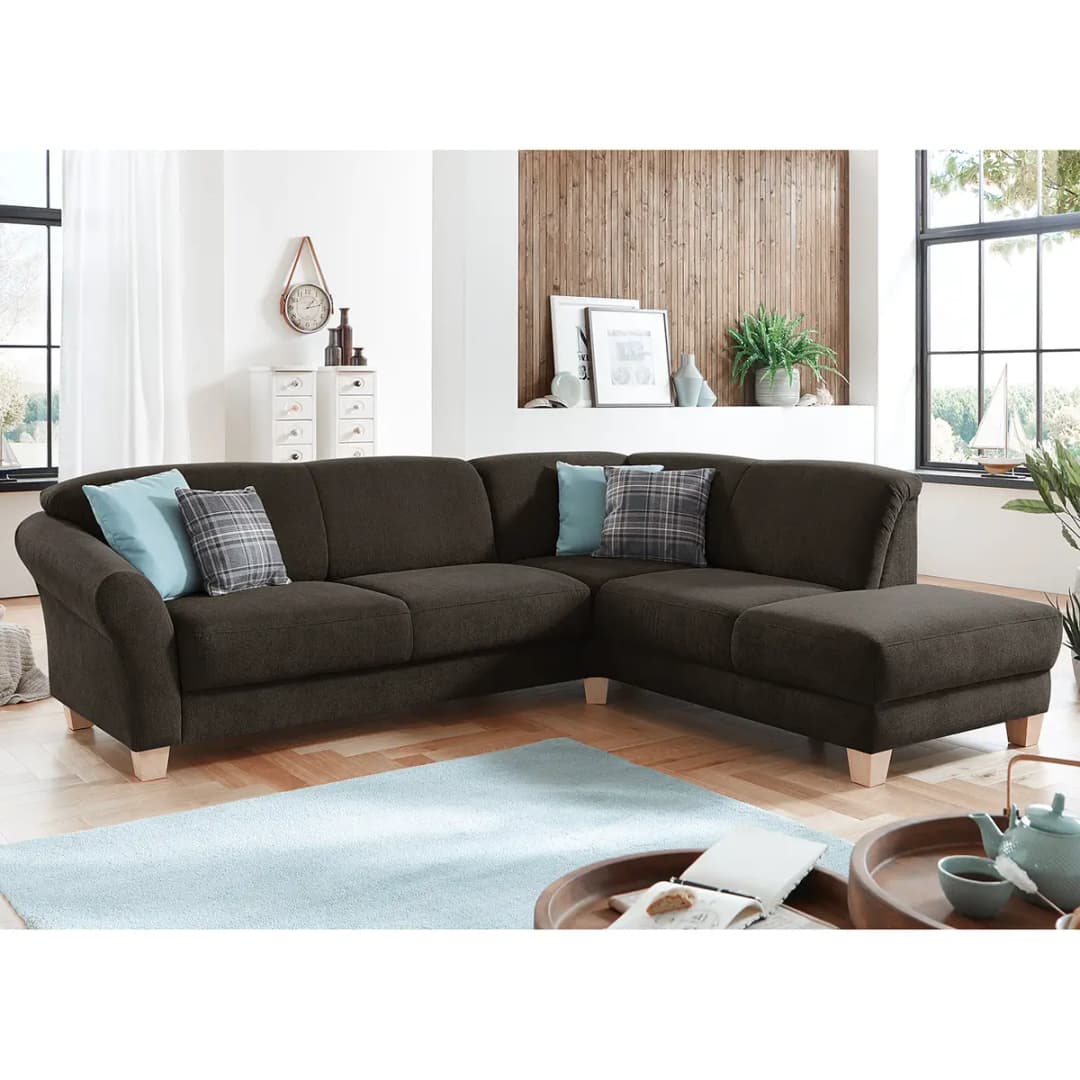 Ecksofa Webstoff Braun/Espresso | Braun