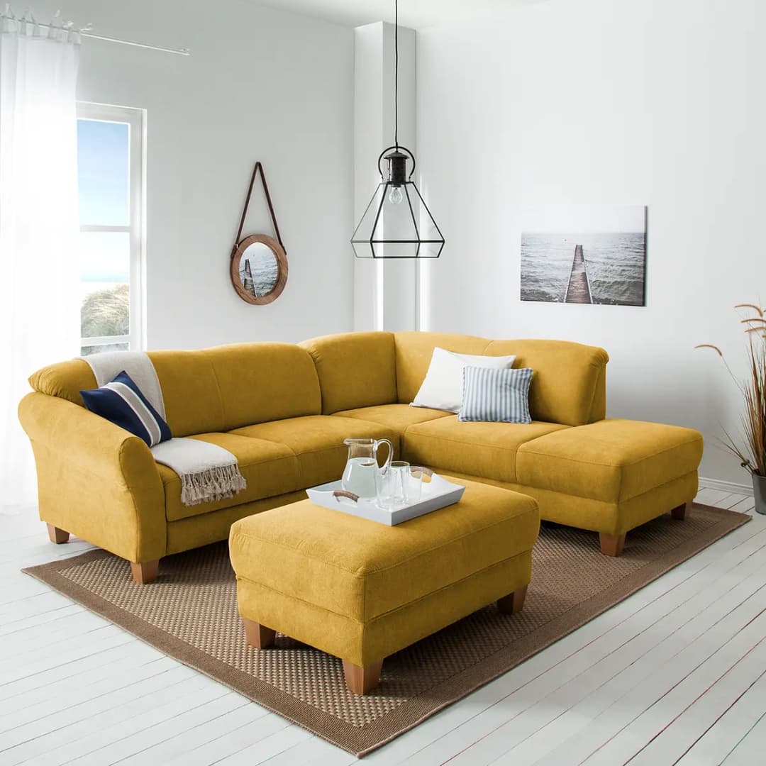 Ecksofa Webstoff Gelb/Safrangelb | Gelb