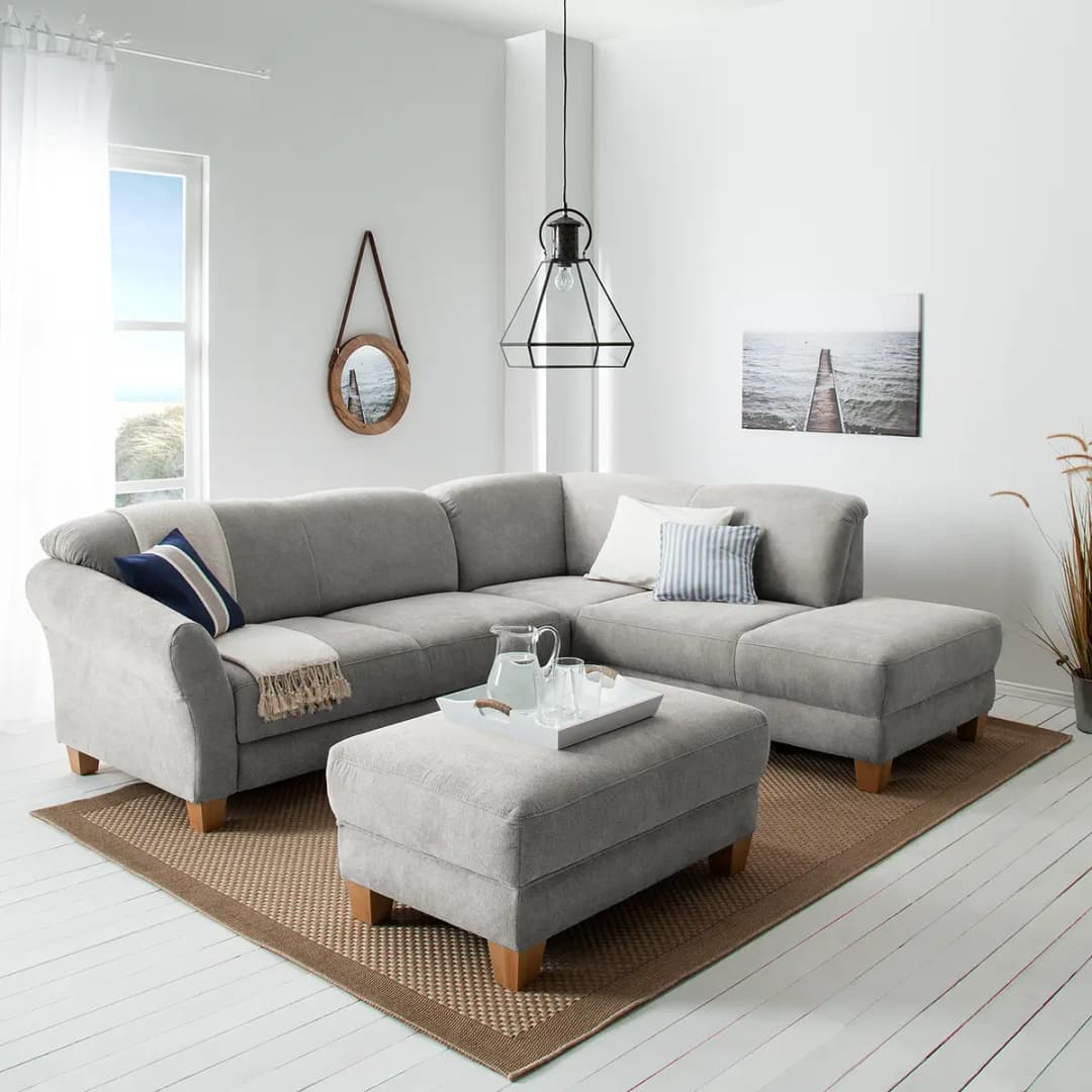 Ecksofa Webstoff Grau/Silbergrau | Grau
