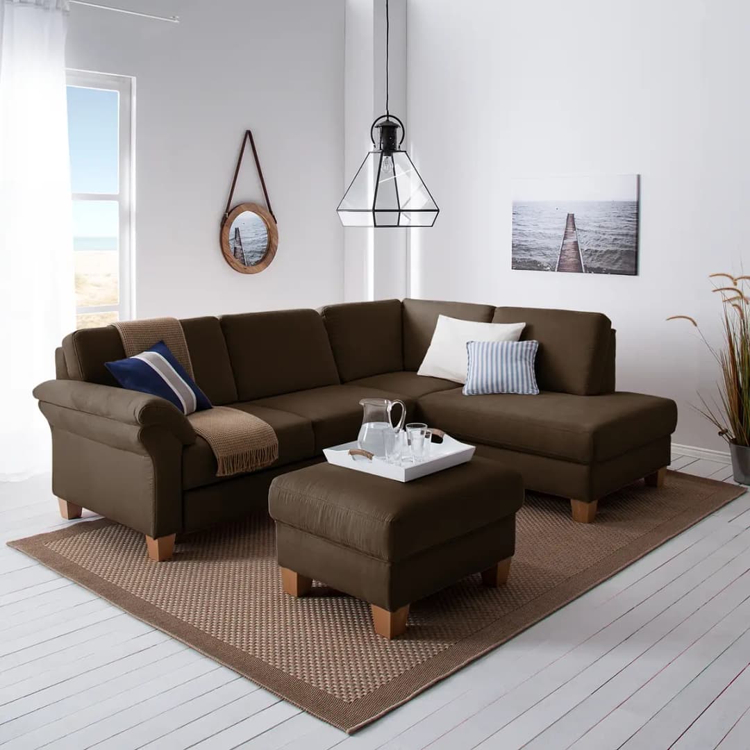 Ecksofa Microfaser Braun | Braun