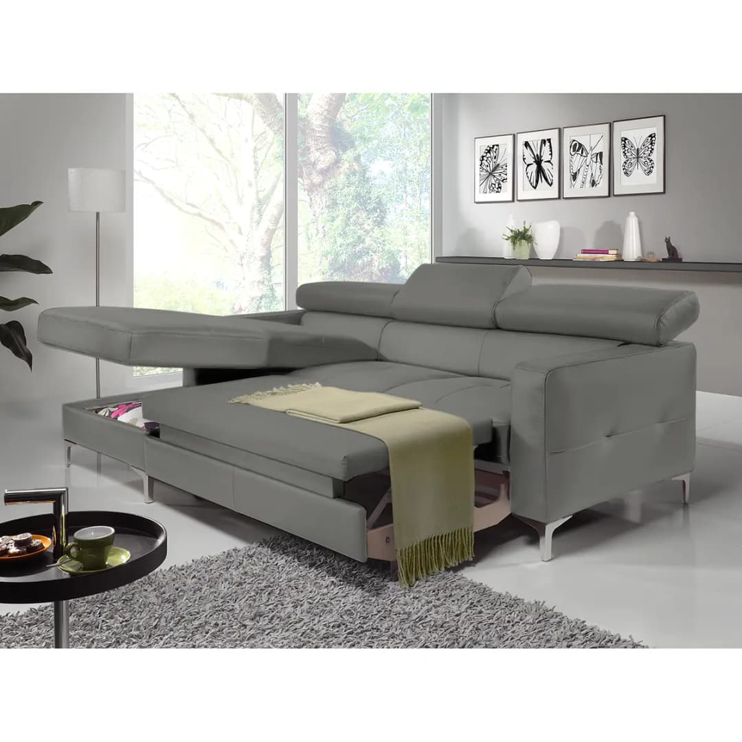 Ecksofa Kunstleder Grau/Dunkelgrau | Grau