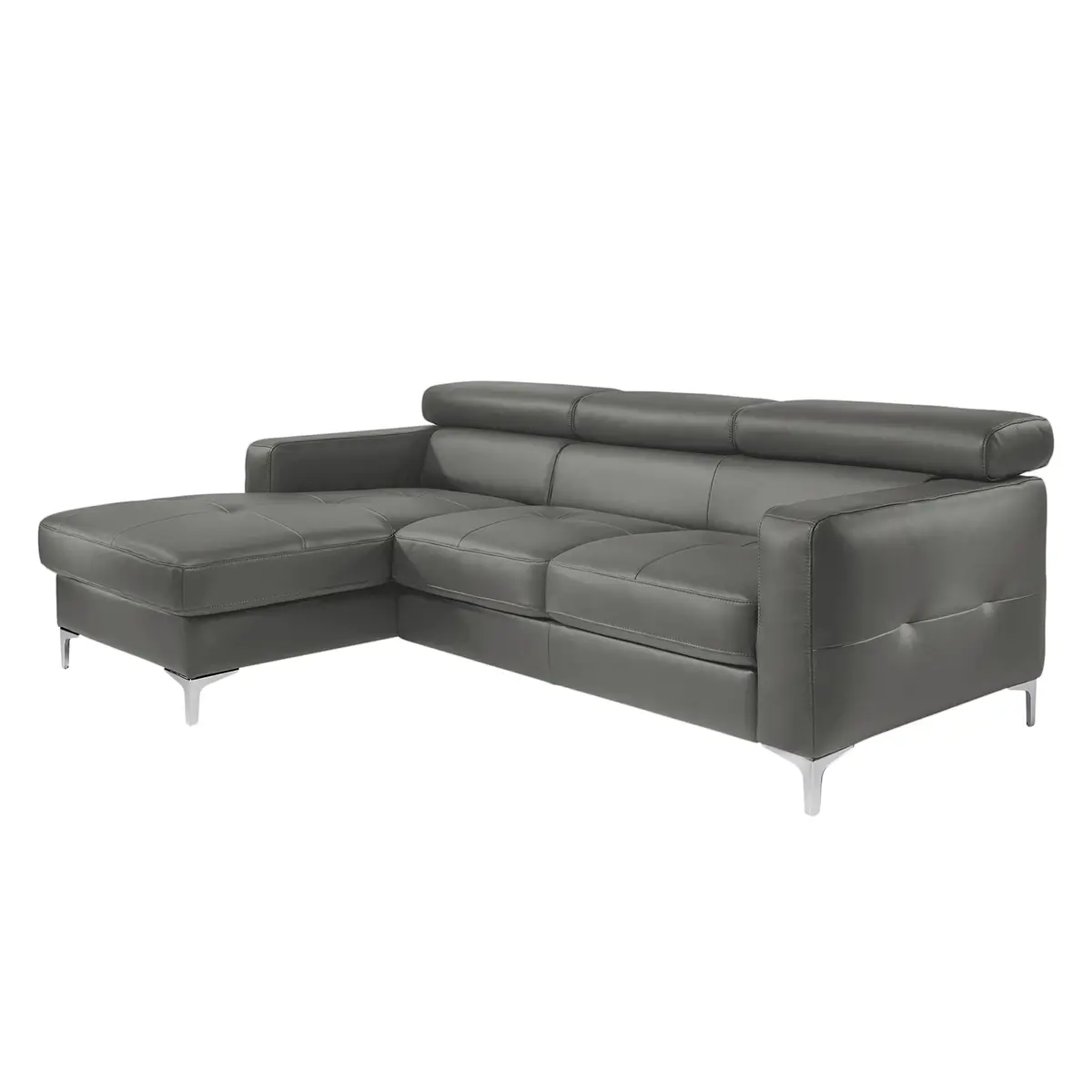 Ecksofa Kunstleder Grau/Dunkelgrau | Grau