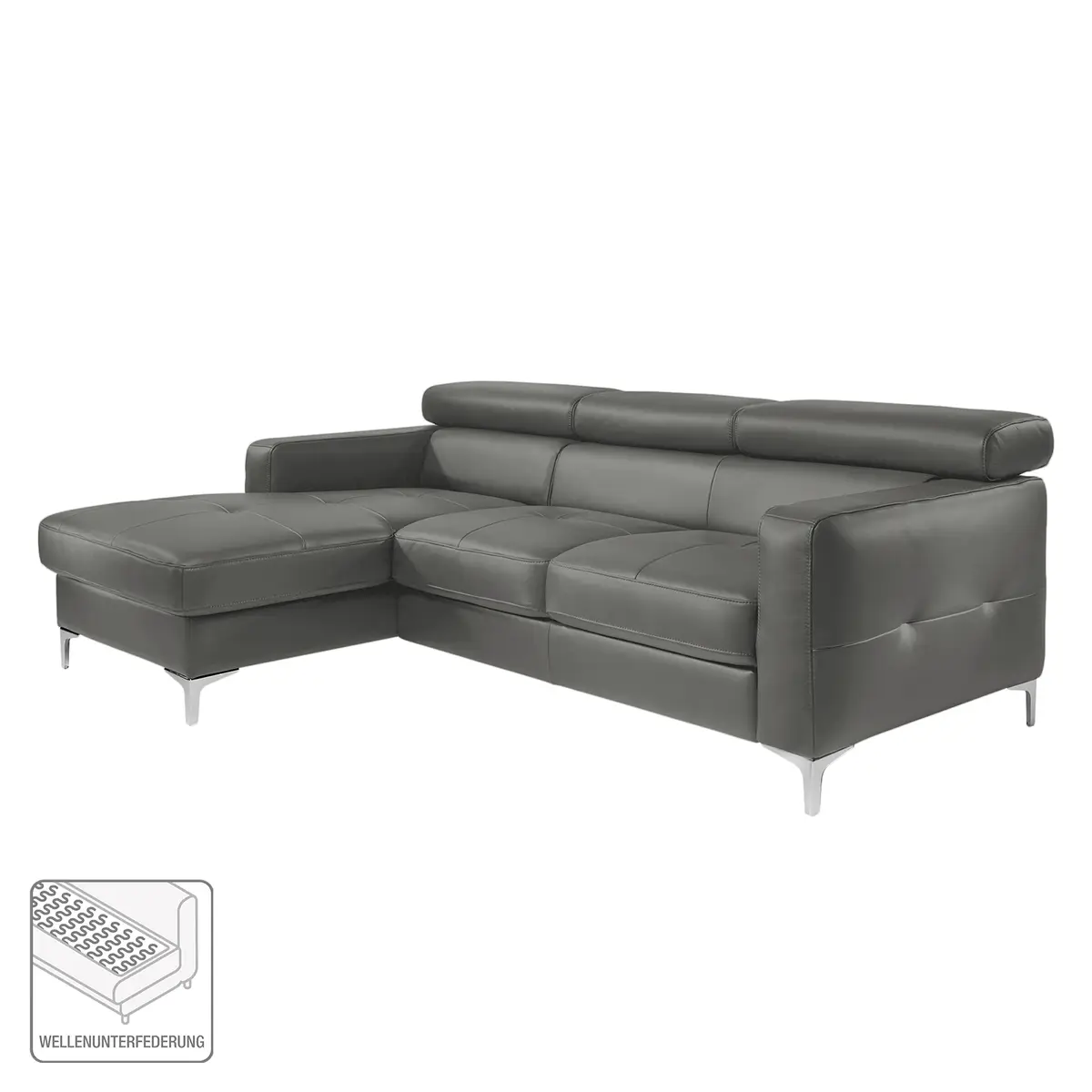 Ecksofa Kunstleder Grau/Dunkelgrau | Grau