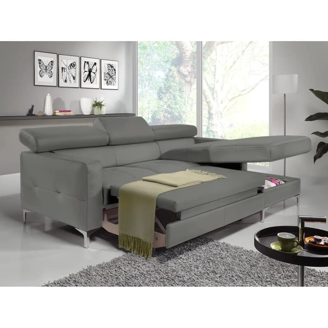 Ecksofa Kunstleder Grau/Dunkelgrau | Grau