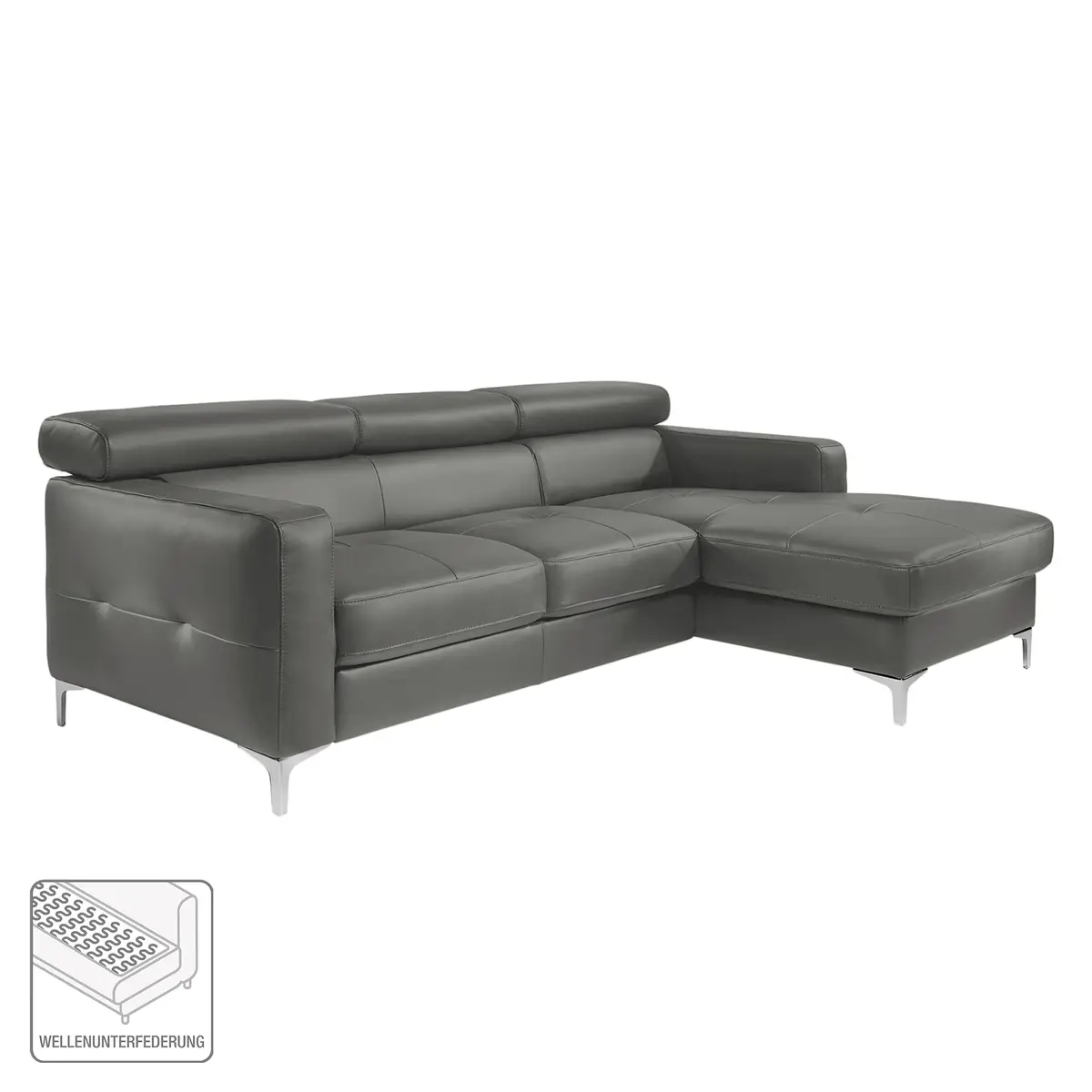 Ecksofa Kunstleder Grau/Dunkelgrau | Grau