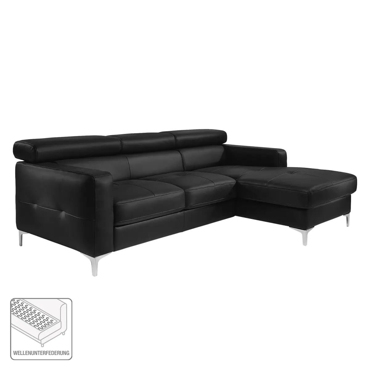 Ecksofa Kunstleder Schwarz | Schwarz