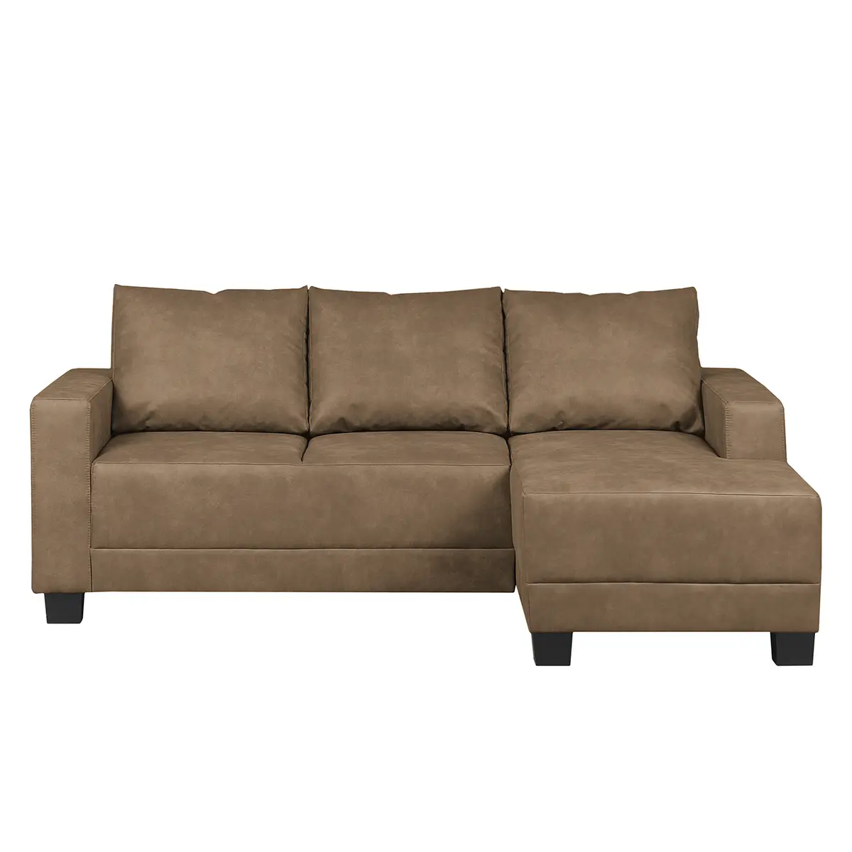 Ecksofa Antiklederlook Braun/Schlamm | Braun