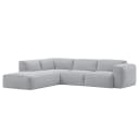 home24 Ecksofa 3-Sitzer mit Recamiere Grau Webstoff Saia | Grau