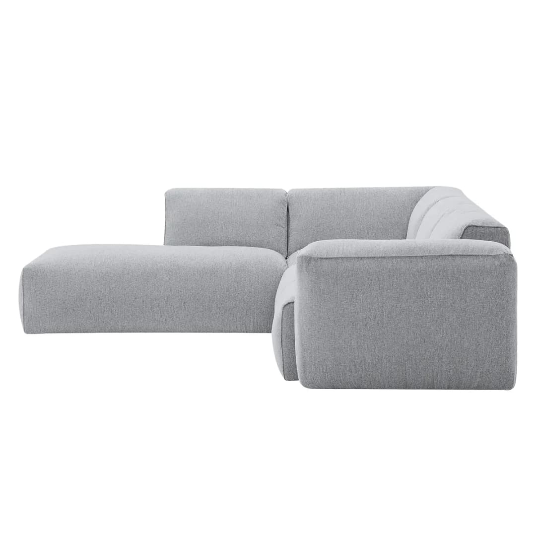 home24 Ecksofa 3-Sitzer mit Recamiere Grau Webstoff Saia | Grau