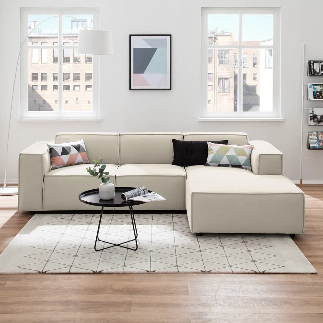 Ecksofa mit Longchair Osta | Weiß