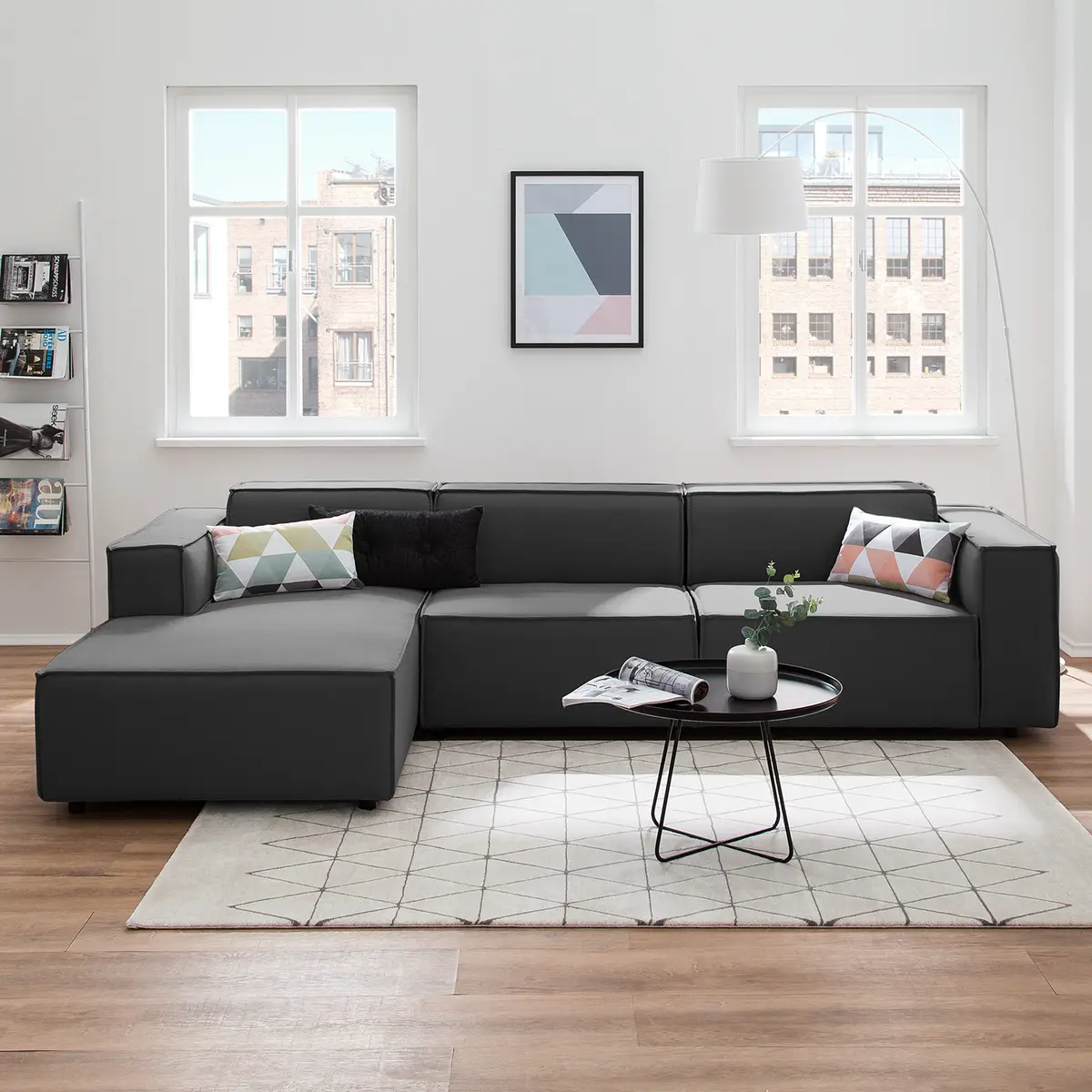 Ecksofa mit Longchair Osta | Grau