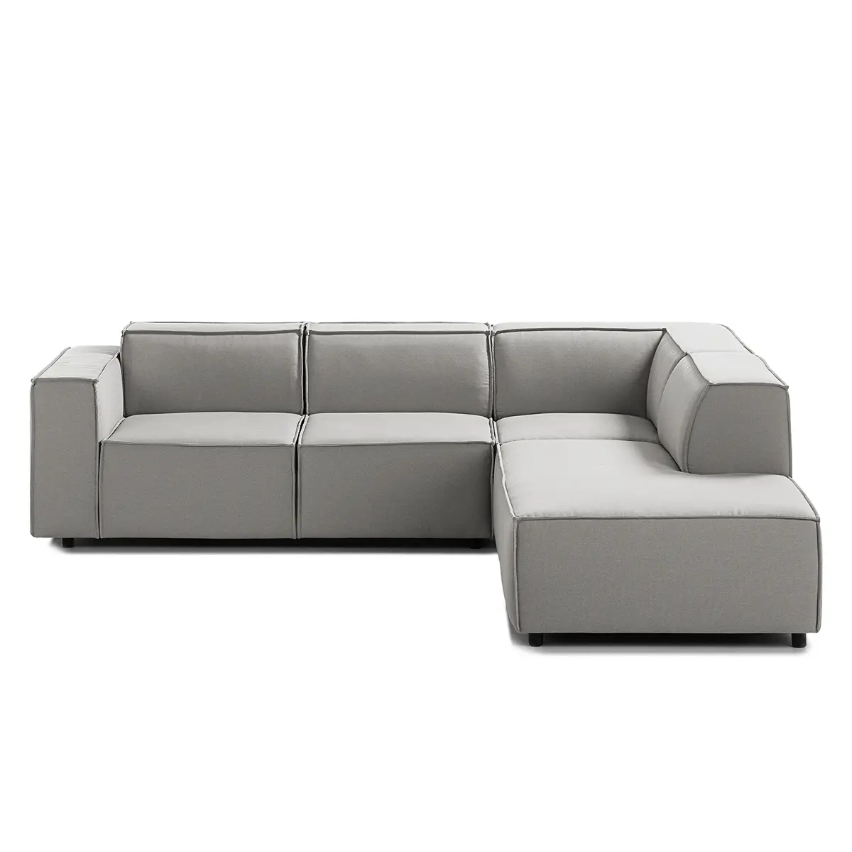 Ecksofa mit Ottomane Grau/Graubraun Webstoff Osta | Grau