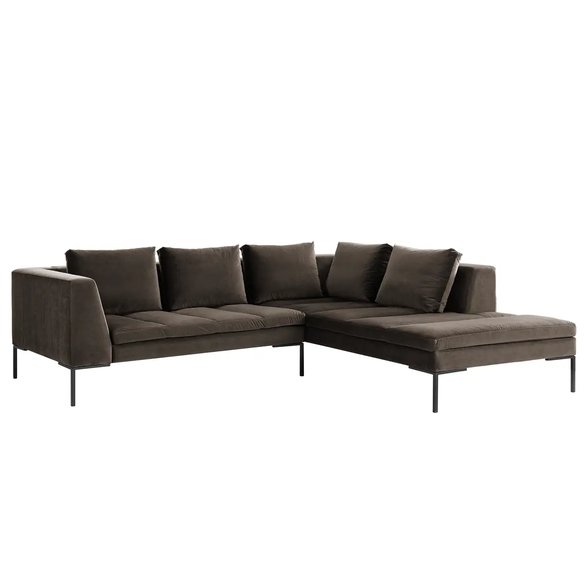 Ecksofa mit Ottomane Samt Shyla | Braun