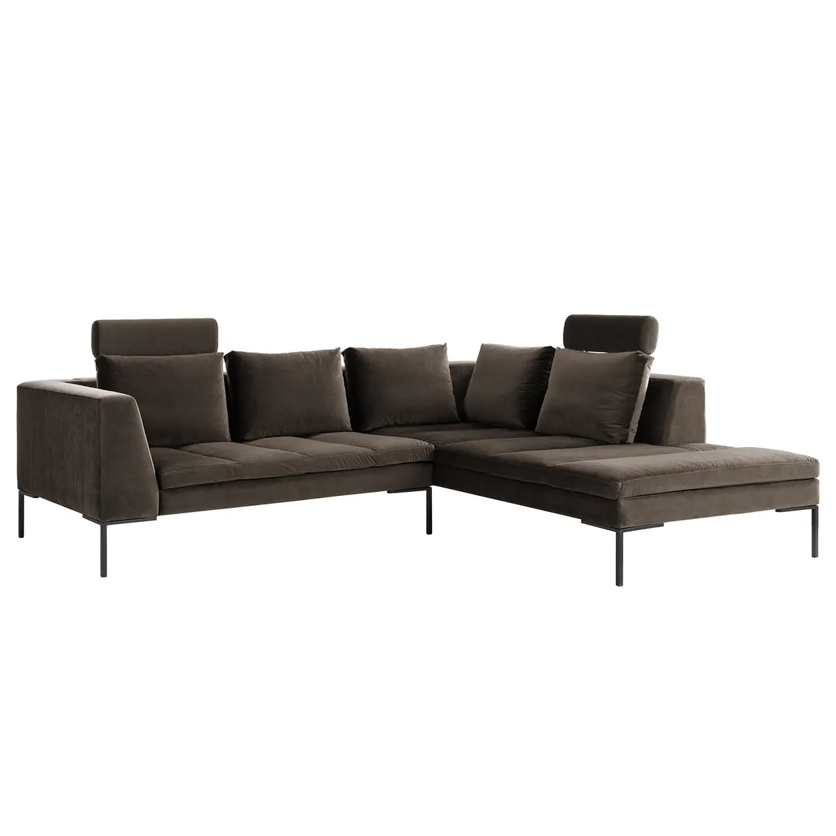 Ecksofa mit Ottomane Samt Shyla | Braun