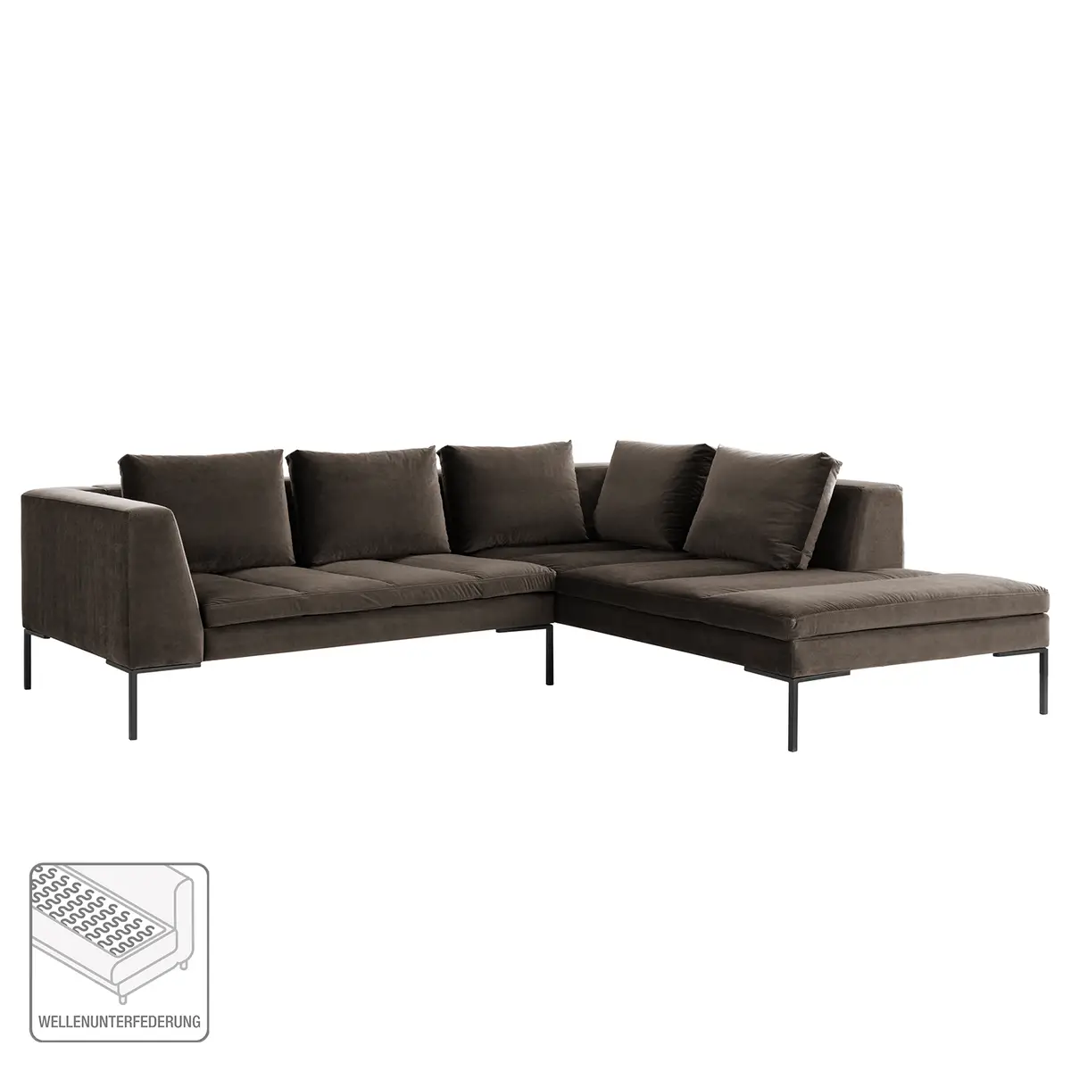 Ecksofa mit Ottomane Samt Shyla | Braun