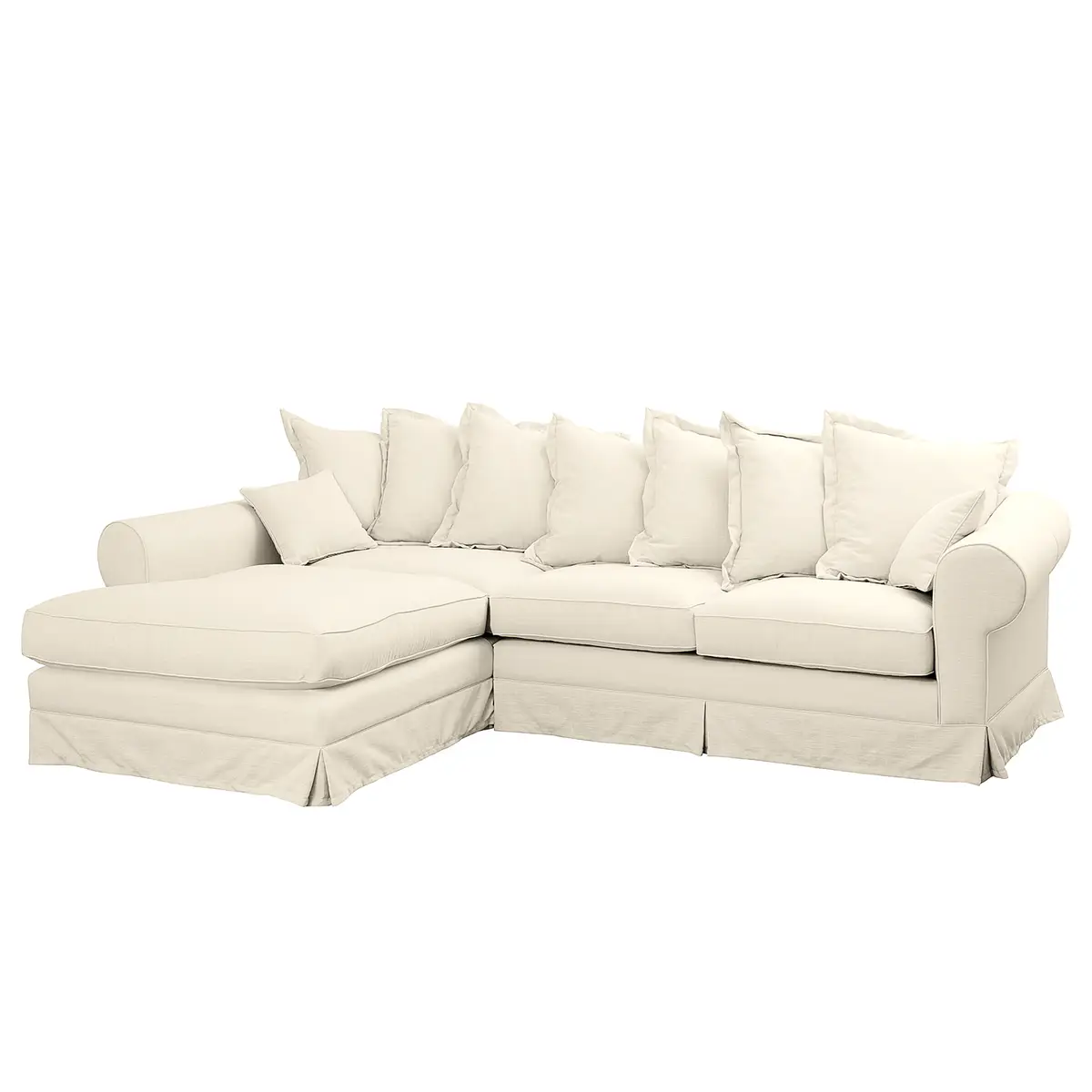 Ecksofa Webstoff Beige/Cremeweiß | Beige