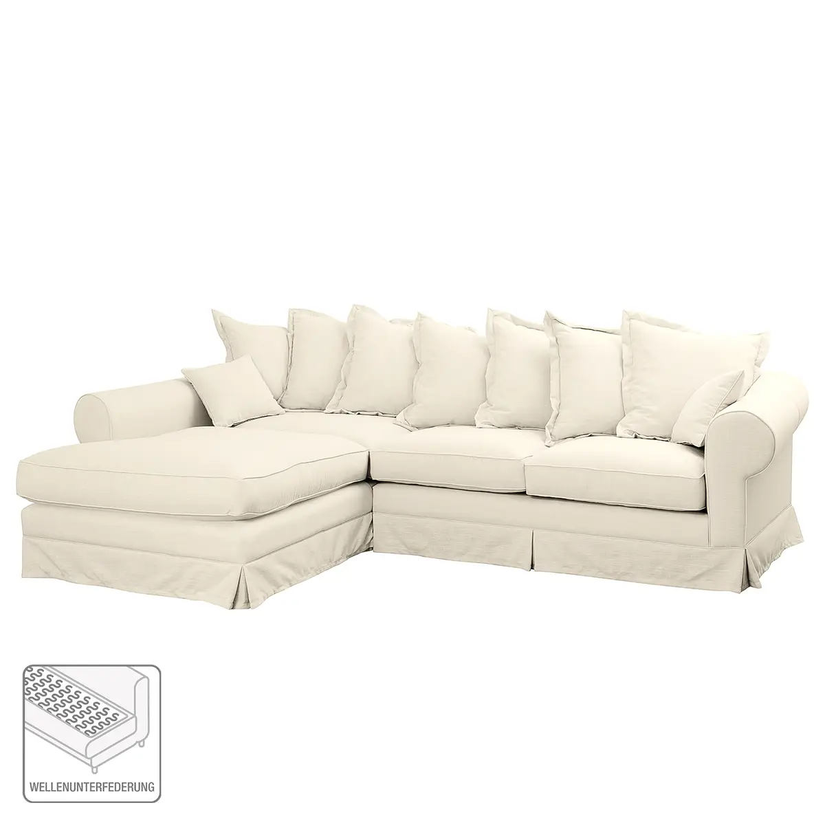 Ecksofa Webstoff Beige/Cremeweiß | Beige