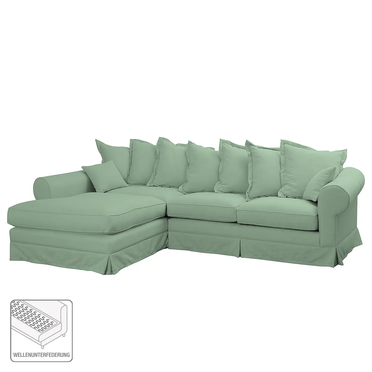 Ecksofa Webstoff Blau/Mint | Blau